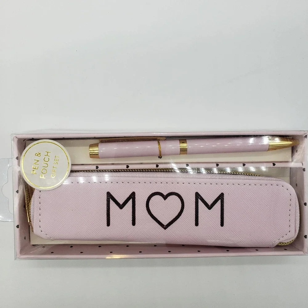 Eccolo World Traveler Mom Pen and Pouch Gift Set Pink Gold Heart NIB 22760-1